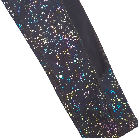 BEBE Black Metallic Splatter Sheer Mesh Performance Leggings Medium 6 8 NEW - Picture 9 of 13